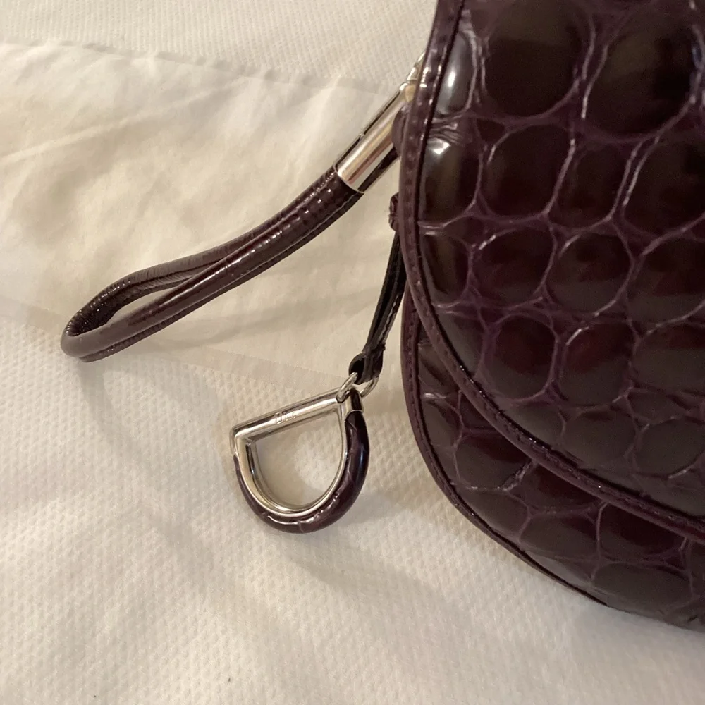 Christian Dior Dior Purple Crocodile Embossed Patent Clutch - Picture 8 of 15